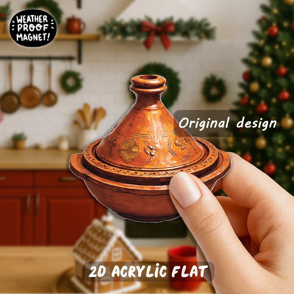 TEMU 1pc Moroccan Tagine Refrigerator Magnet - Vintage Moroccan Kitchen Decor, Exquisite Lid Design, 3.15-inch Acrylic Magnet, Suitable For Fridge,