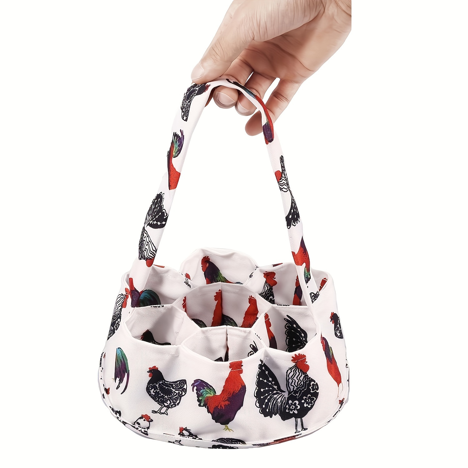 Image of Egg Collecting Basket With 7 Pouches Easter Canvas Egg Gathering Basket Chicken Egg Holder Egg Bags For Farmhouse Garden Coop Duck Goose Hen Storage