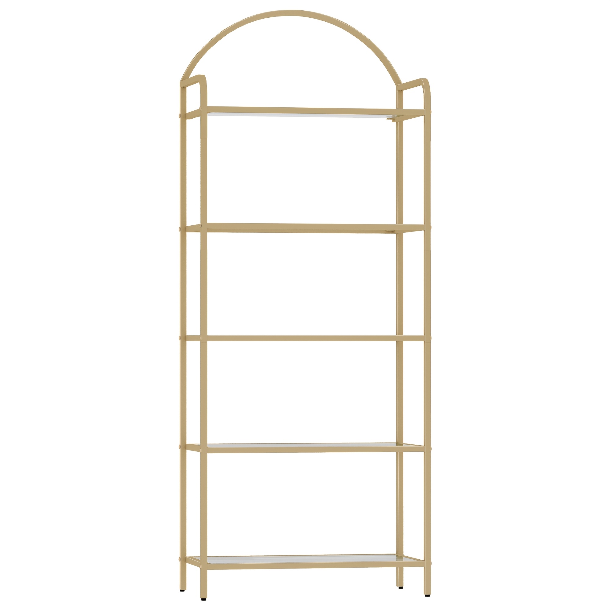 Shelf, Tempered Glass Bookcase, Slim Shelving Unit For Bedroom, Bathroom, Home Office, , 5 Shelves Golden