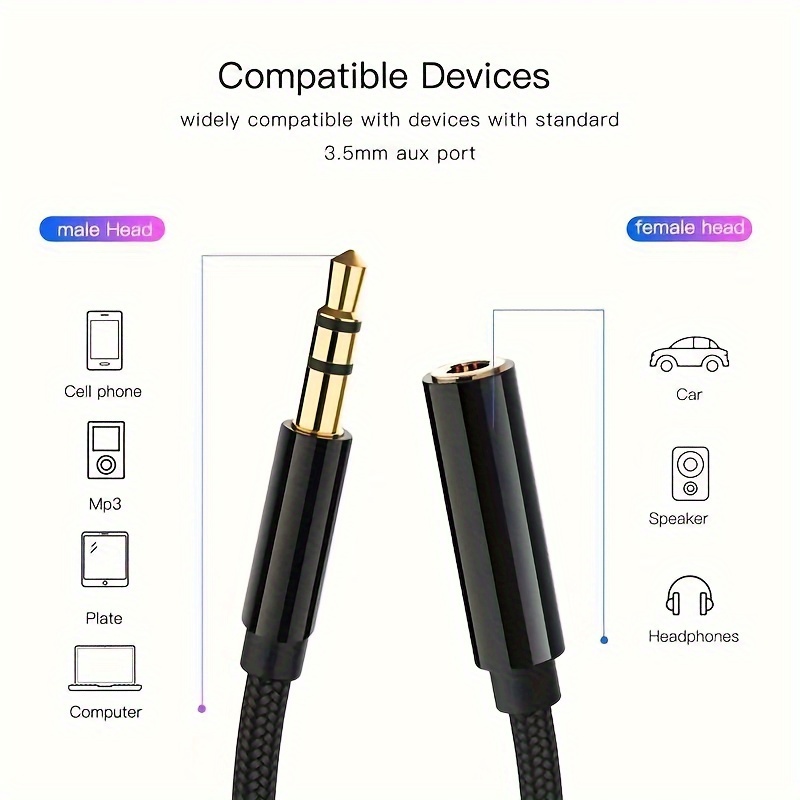 audio cables standard headphone jack size Audio Jack Auxiliary Cable Length *-Pin ATX  Connector, Aux Cord for Headphones, Smartphones PC