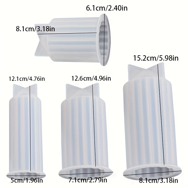 Image of Set Of 4 Silicone Candle Molds - 3d Geometric Pillar Molds For Resin Casting, Featuring A Hybrid For Candle Creation, Epoxy Resin, And Soap Crafting - Decorative Gift Molds With Thank You Tags