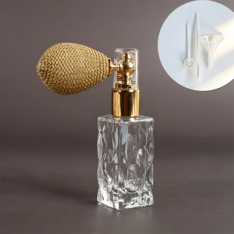 TEMU Reusable Air Bulb Perfume Spray Bottle, Glass Empty Perfume Atomizer, Leak Proof Reusable Cosmetics Container, Girls' Portable Cosmetics