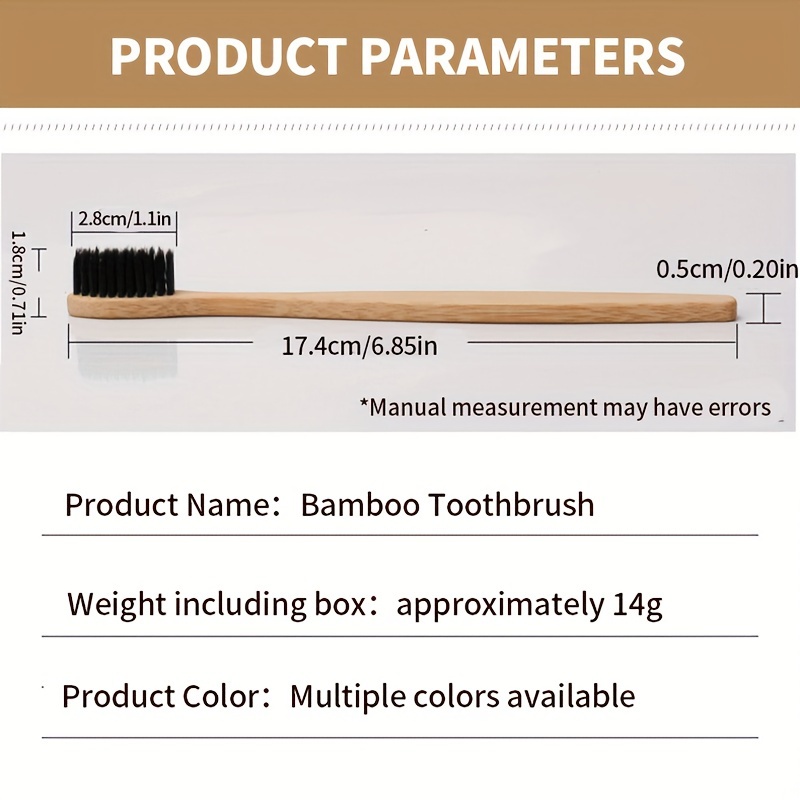 

10pcs/5pcs Bamboo Biodegradable Toothbrushes With Soft Polyester Bristles, Medium Firmness, Compact-head For Sensitive Gums, Manual Wooden Handle For Daily Oral Care, Unisex-adults