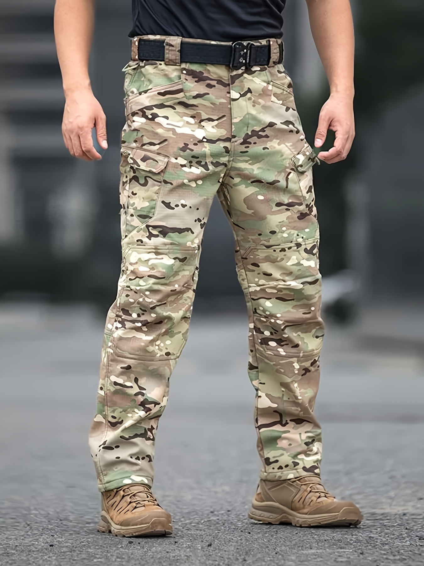 frühling- herbst-trainingshose für spezialeinheiten-militärenthusiasten, verschleißfeste arbeitshose, outdoor-kampfhose in schwarzer python-  für herren