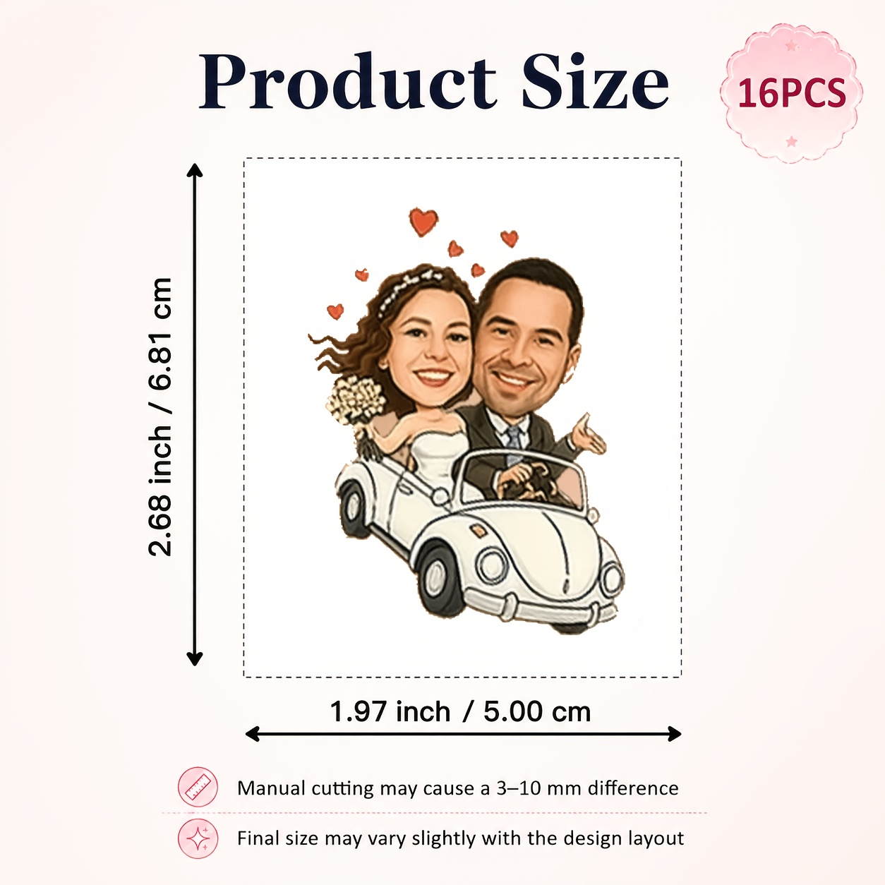 TEMU 16pcs Personalized Romantic Wedding Car Couple Body Art Stickers, Temporary Photo Tattoos For Valentine And Couple Events; Designs For Wedding