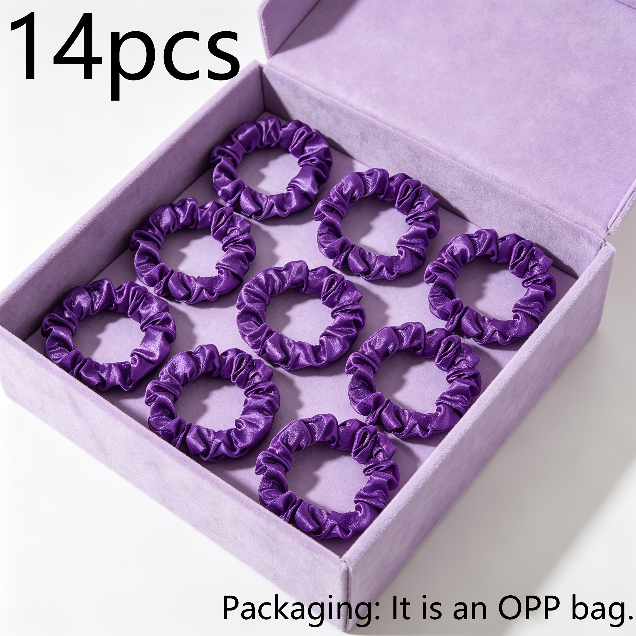 TEMU 14pcs Dark Minimalist Pleated Small Hair Tie Daily Versatile High Elasticity High And Low Ponytail Lazy Bun Hair Tie Hair Additions