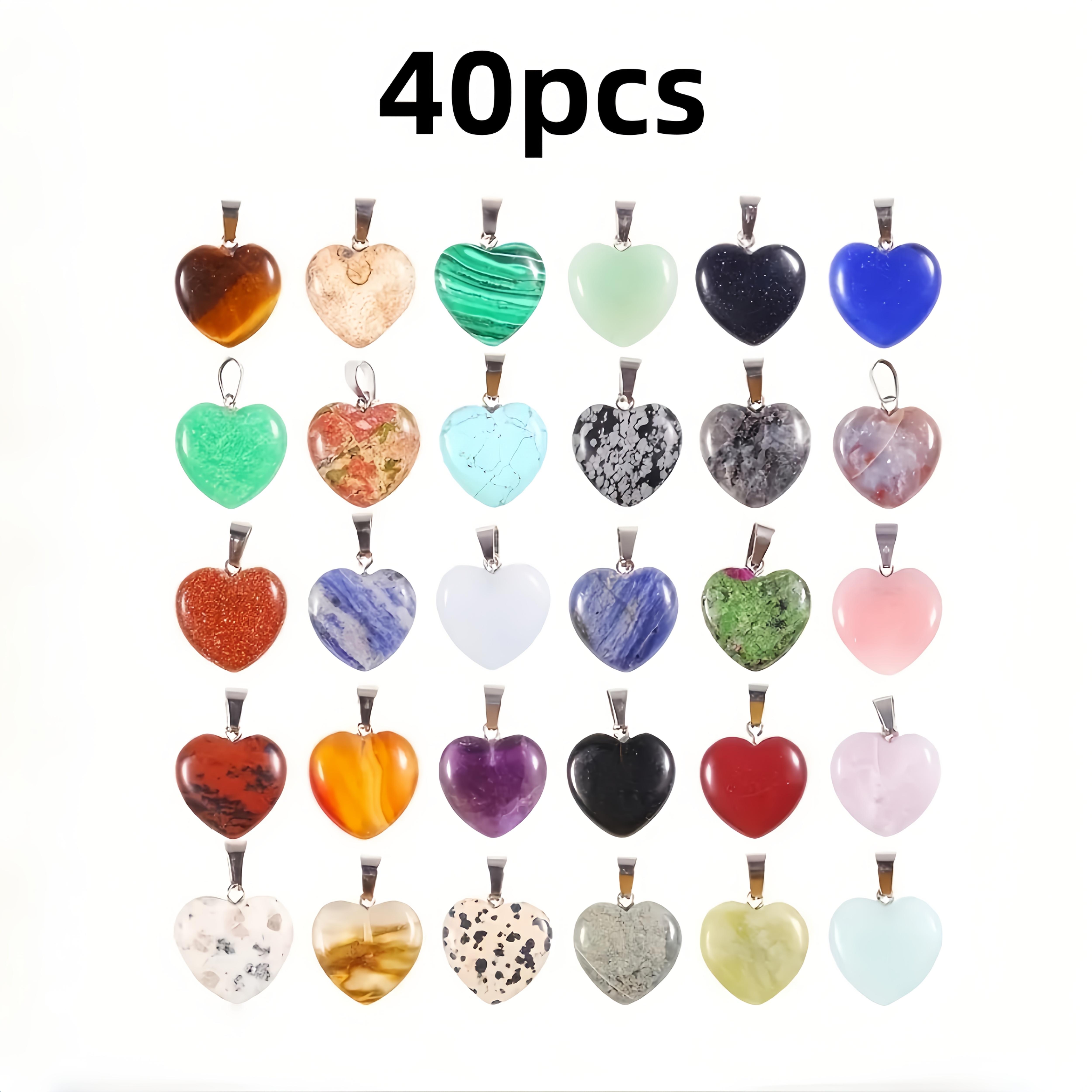 TEMU 40 piezas de colgantes de de color aleatorio, adornos de piedra de cristal pulida de , materiales de cuentas hechas a , estilo bohemio, adornos