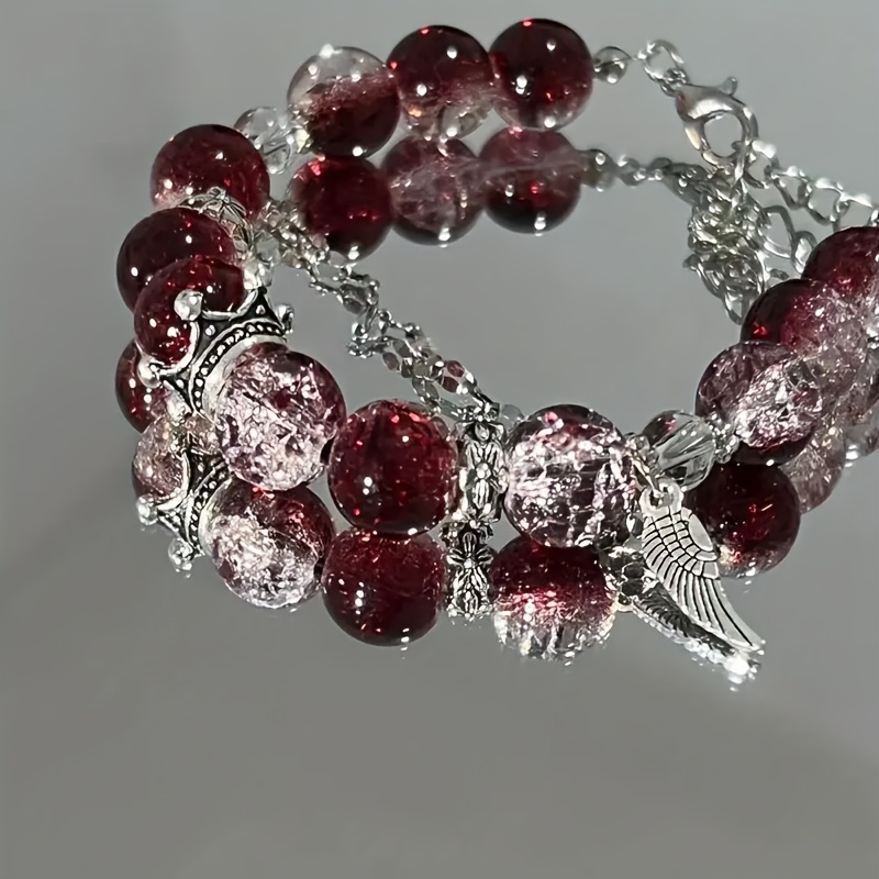 

1pc Bracelet en perles de verre de breloque couronne, de foncé et , élégant à au toutes les .