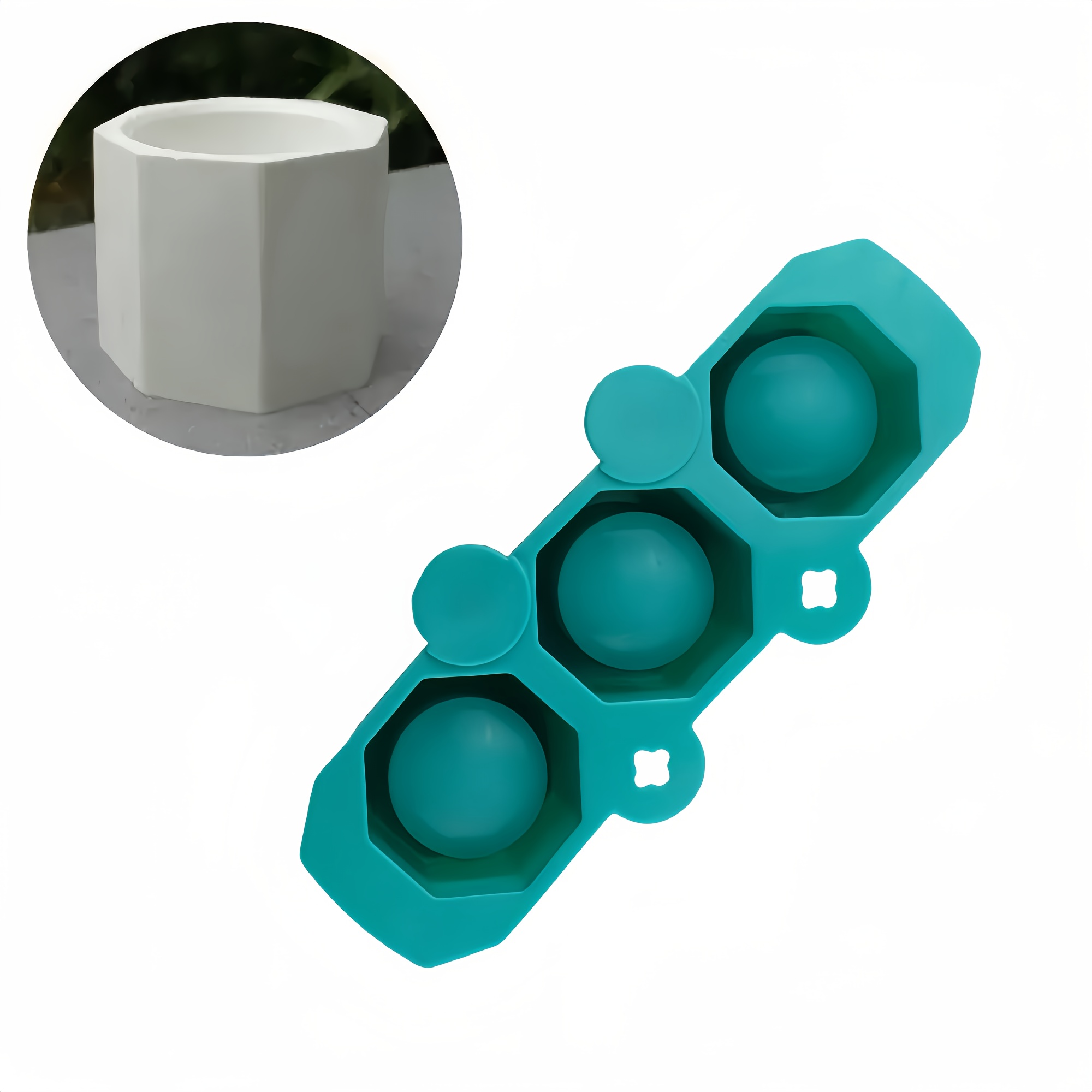 E-shop 1 Silikonform für Pflanzgefäße, Kerzenhalter-Gießform, achteckige Gips-Form, , Epoxidharz-Formen für DIY-Stifthalter und dekorative Ornamente.