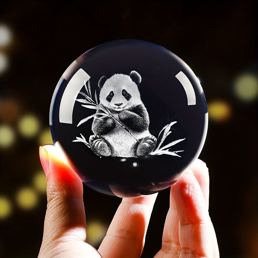 

desk Wonder" Panda 3d Engraved Crystal Ball - Glass Desktop Decor, Perfect Gift For Home & Office