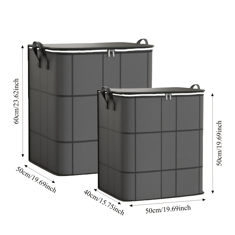 TEMU 2pcs Large Laundry Storage Bags, Foldable Storage Box With Zipper And Handle, Suitable For Moving, Traveling, Under-bed Storage, And For Storing