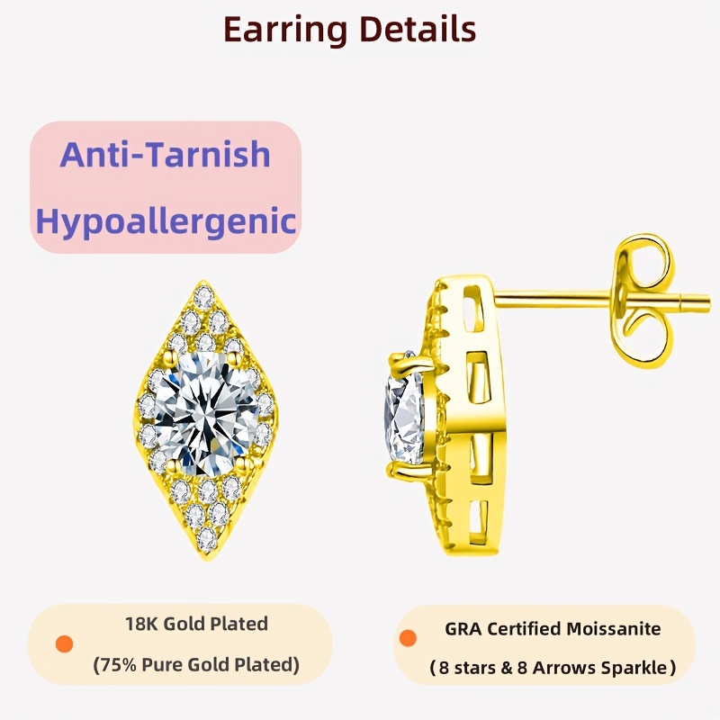 Minimalist Eye-Shaped Moissanite Stud Earrings Set