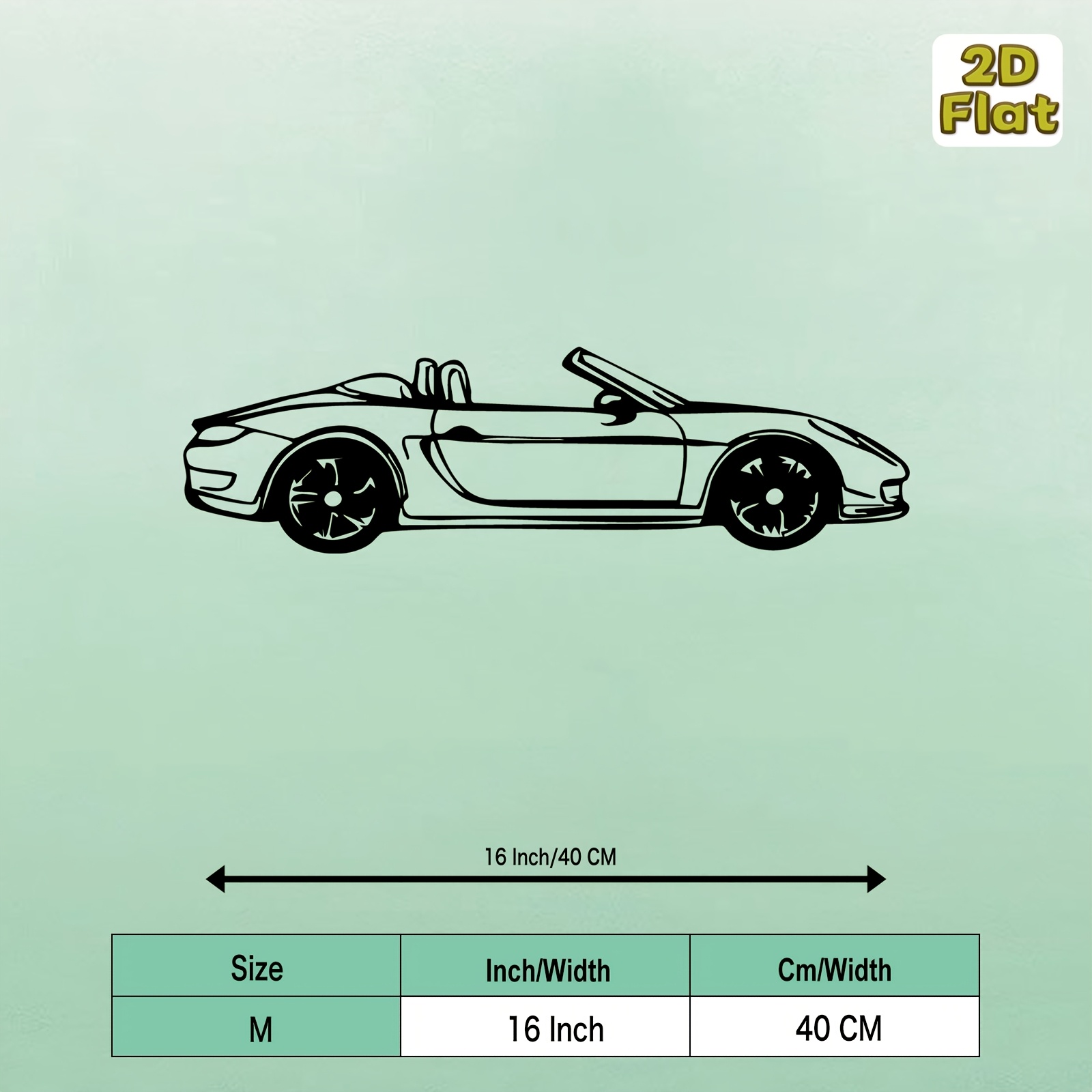 TEMU 1pc Of Vintage Sports Car Silhouette Metal Wall Art Sculptures, A Vintage Sports Car Silhouette Mural, Perfect For Decorating For Garage And
