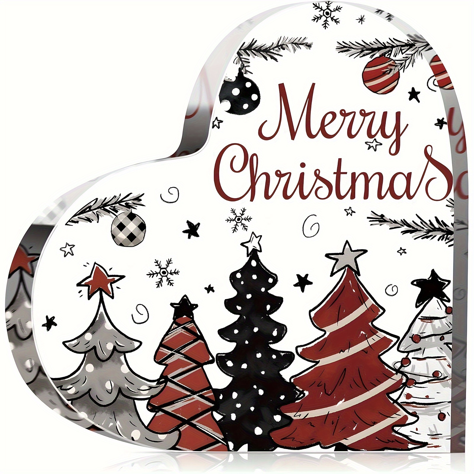 Image of Acrylic Christmas Decoration Indoor Christmas Desktop Decoration Christmas Acrylic Heart Gift Suitable For Men And Women Holiday Indoor Home Desktop Decoration Office Desk Fireplace Shelf,halloween