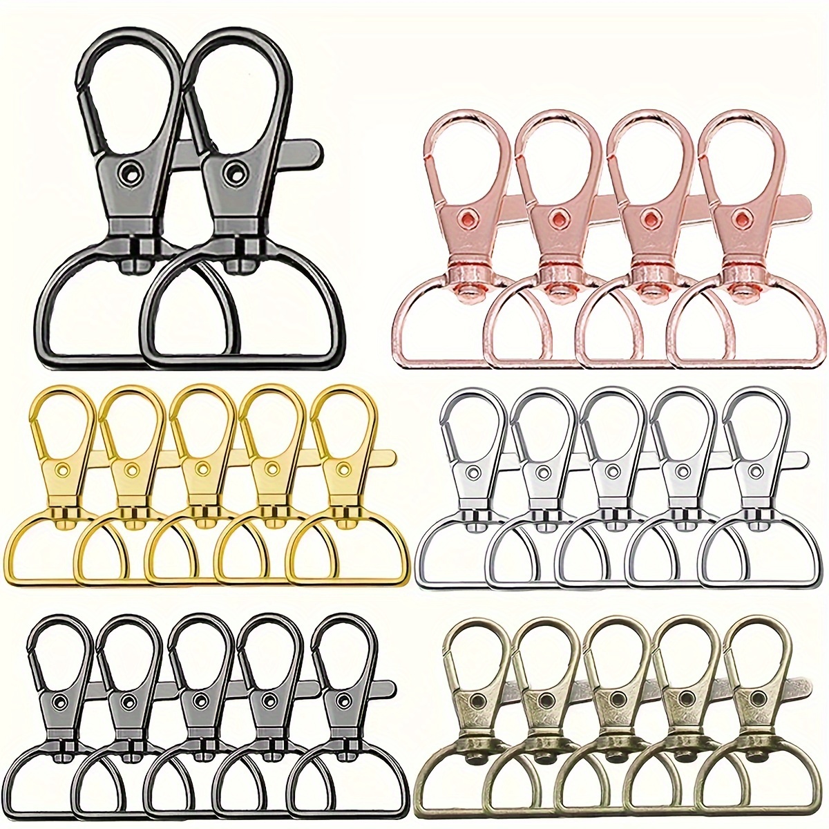 

10-pack Zinc Alloy Rotary Keychain Hooks With D-ring Clip, Diy Lanyard Making Hardware For Wallet Accessories, Crafting & Keychain Production