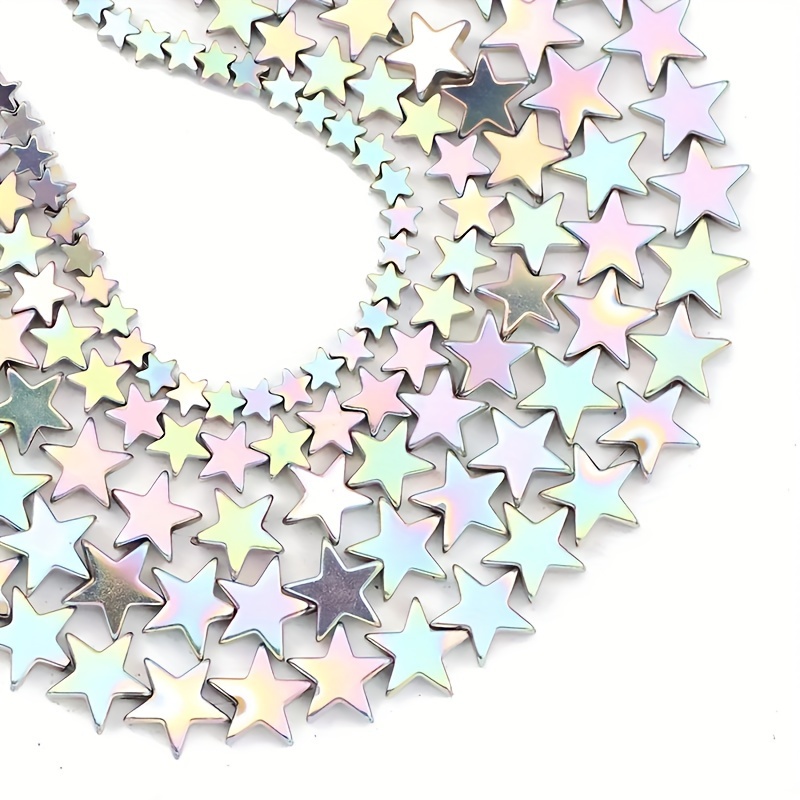 

Iridescent Star-shaped Hematite Beads, Flat Natural Stone Spacer Beads For Diy Jewelry Making, Necklace, Bracelet, Earrings, Clothing Accessories - Unisex Crafting Supplies, Star Beads Bulk Pack