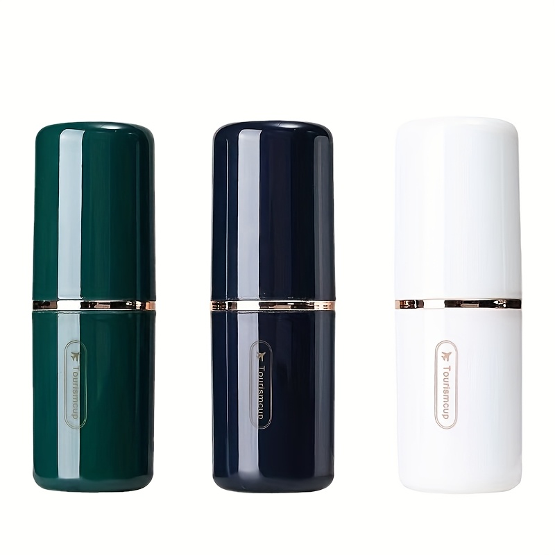 Image of Set Of 3 Portable Travel Toothbrush Cup Kits, Elegant Rinsing Cups With Toothpaste Holders, Minimalist Toothbrush Stands, Essential Items For Business Trips.