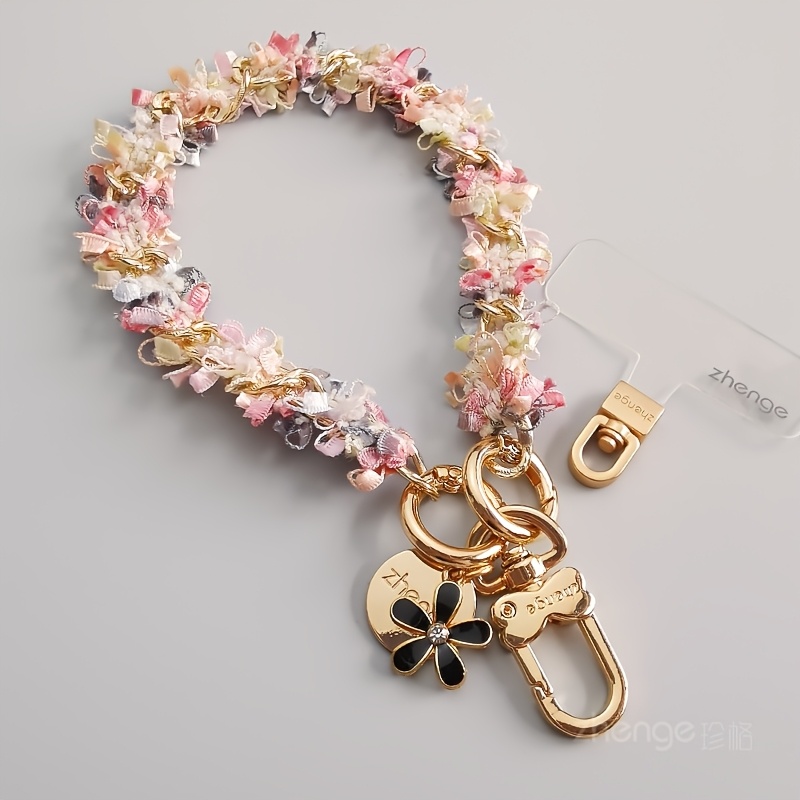 TEMU Fairy Lace Twist Chain Phone Lanyard, Women's Short Wrist Strap, Stylish Niche Exquisite Design, Outdoor Anti-loss