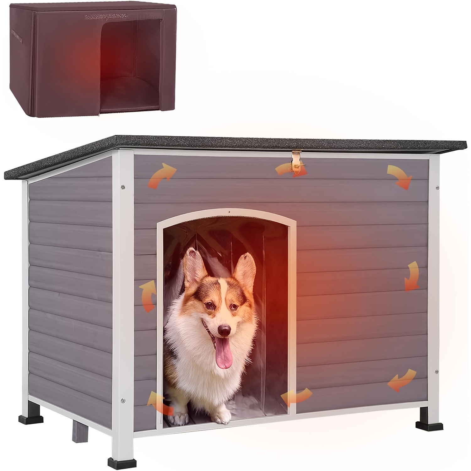 

Aivituvin Insulated Dog House, Outdoor Waterproof Outdoor Dog Kennel With Liner For Winter Large Dogs