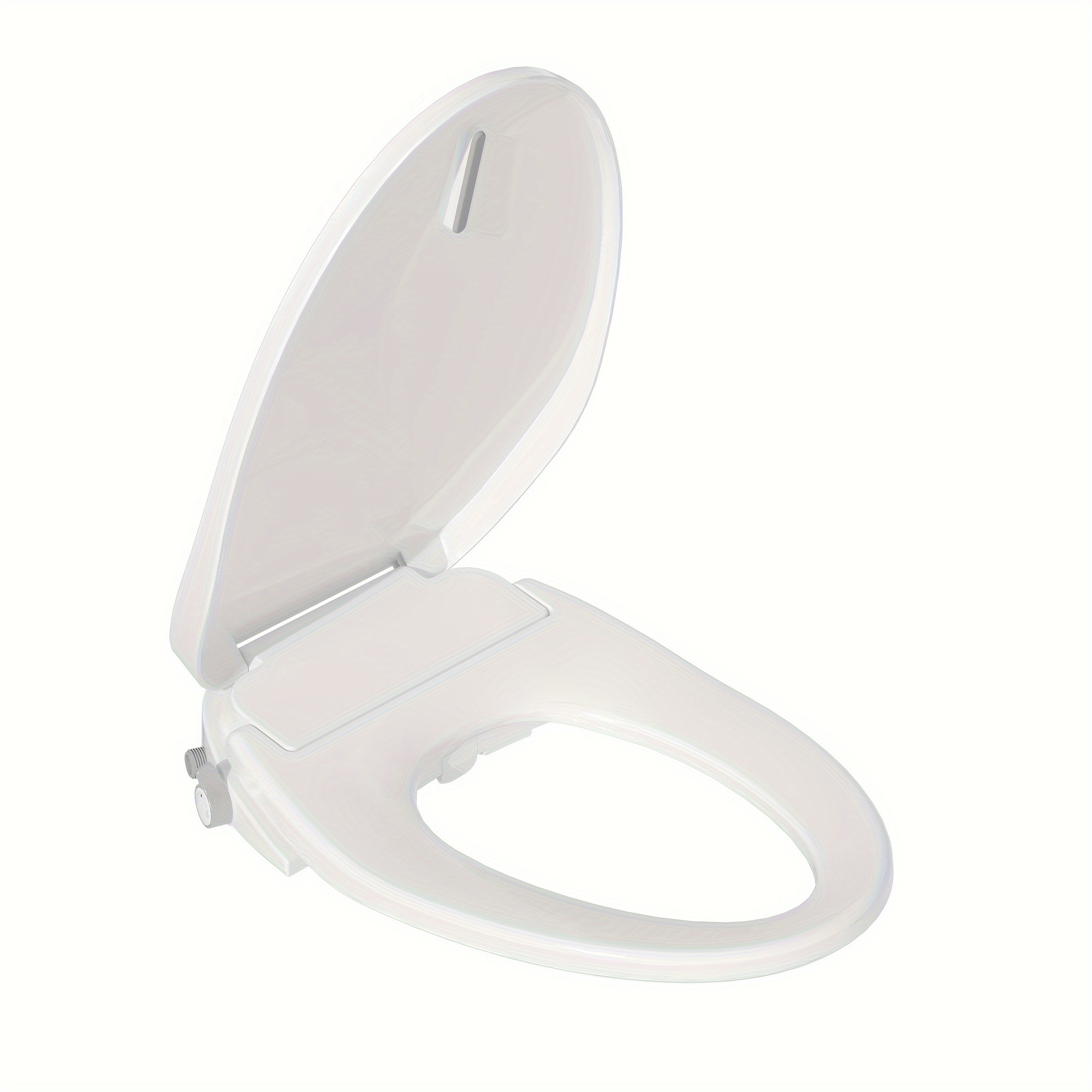 

Non-electric Quiet Close Bidet Seat For Elongated Toilets In White With Double Nozzles, Rinsing Without Electricity