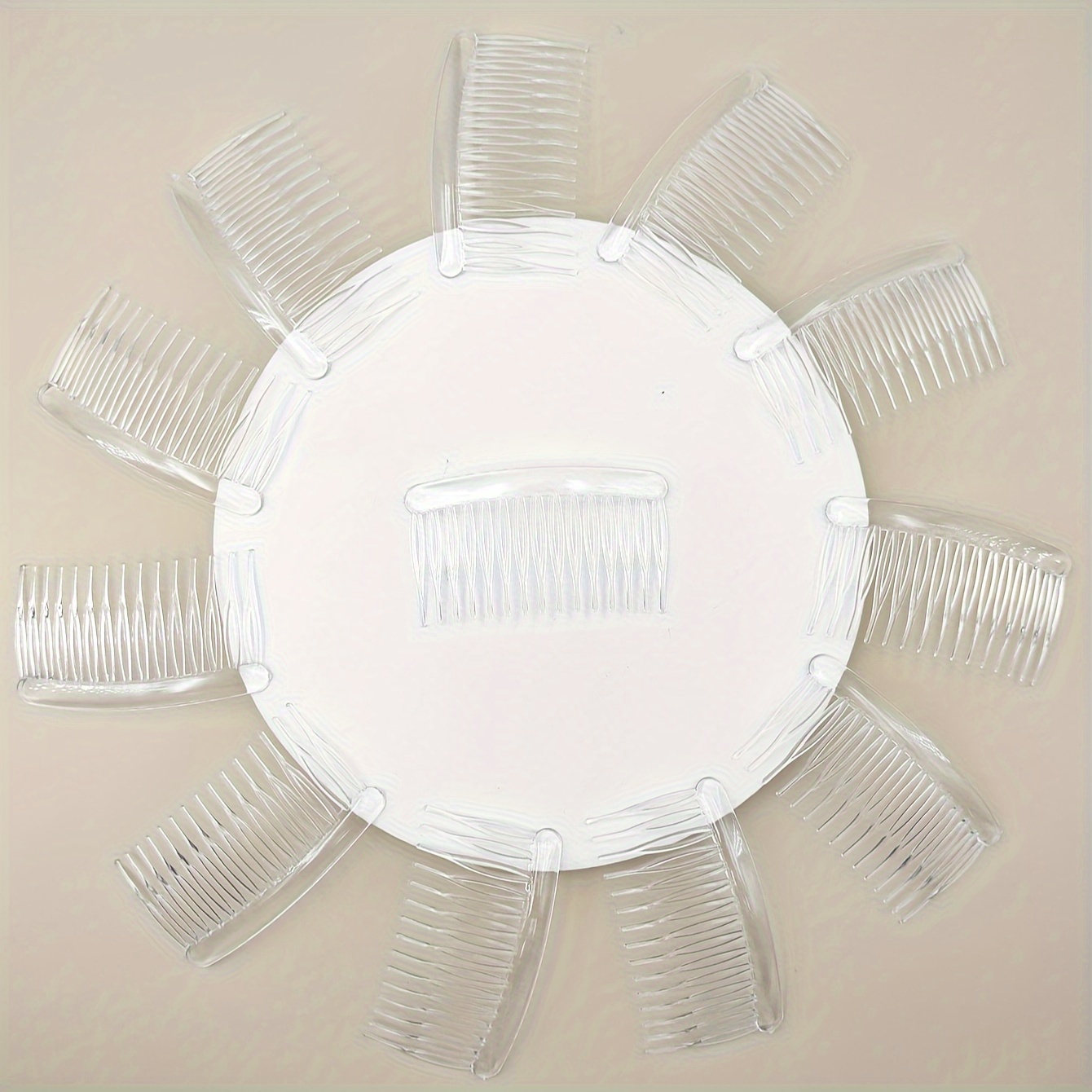 TEMU Women's 12-pack Side Hair Combs For Normal And Relaxed Textured Hair - 8cm 15-teeth Transparent Unscented Plastic Hair Clips