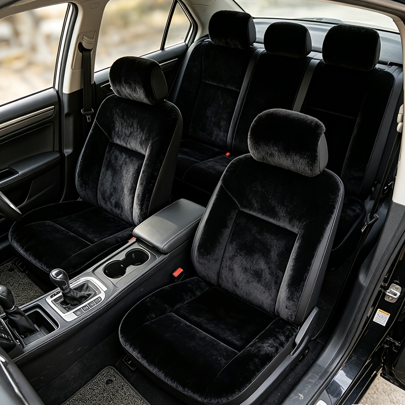 TEMU Ensemble de 9 housses de siège de voiture en peluche, housses de siège de voiture universelles d'hiver pour places, accessoires d'intérieur de