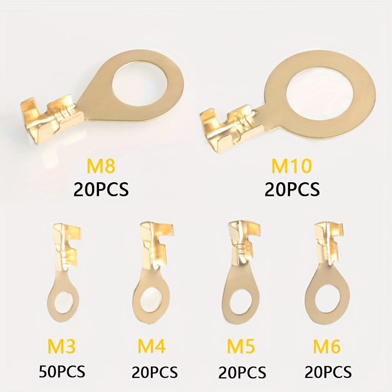 Image of (150pcs) Crimp Terminals Kit O-ring Series, Non-insulated Electrical Connectors For Secure Wiring Projects, Cold Pressed, Sizes, Bagged