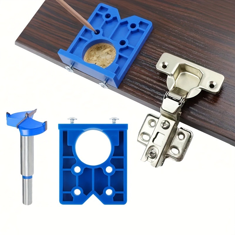 

1/2pcs 35mm Concealed Hinge Jig Kit With Bit, Plastic Woodworking Drilling Tool, Wood Cutter For Cabinet Cupboard Door Hinges Installation