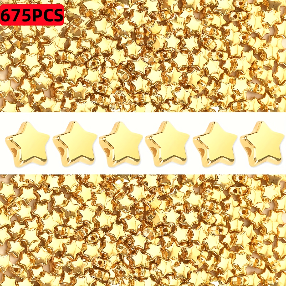 TEMU 675 pièces de perles étoiles acryliques de 6 mm, fournitures pour la fabrication de bijoux DIY, perles entretoises pour bracelets, et autres