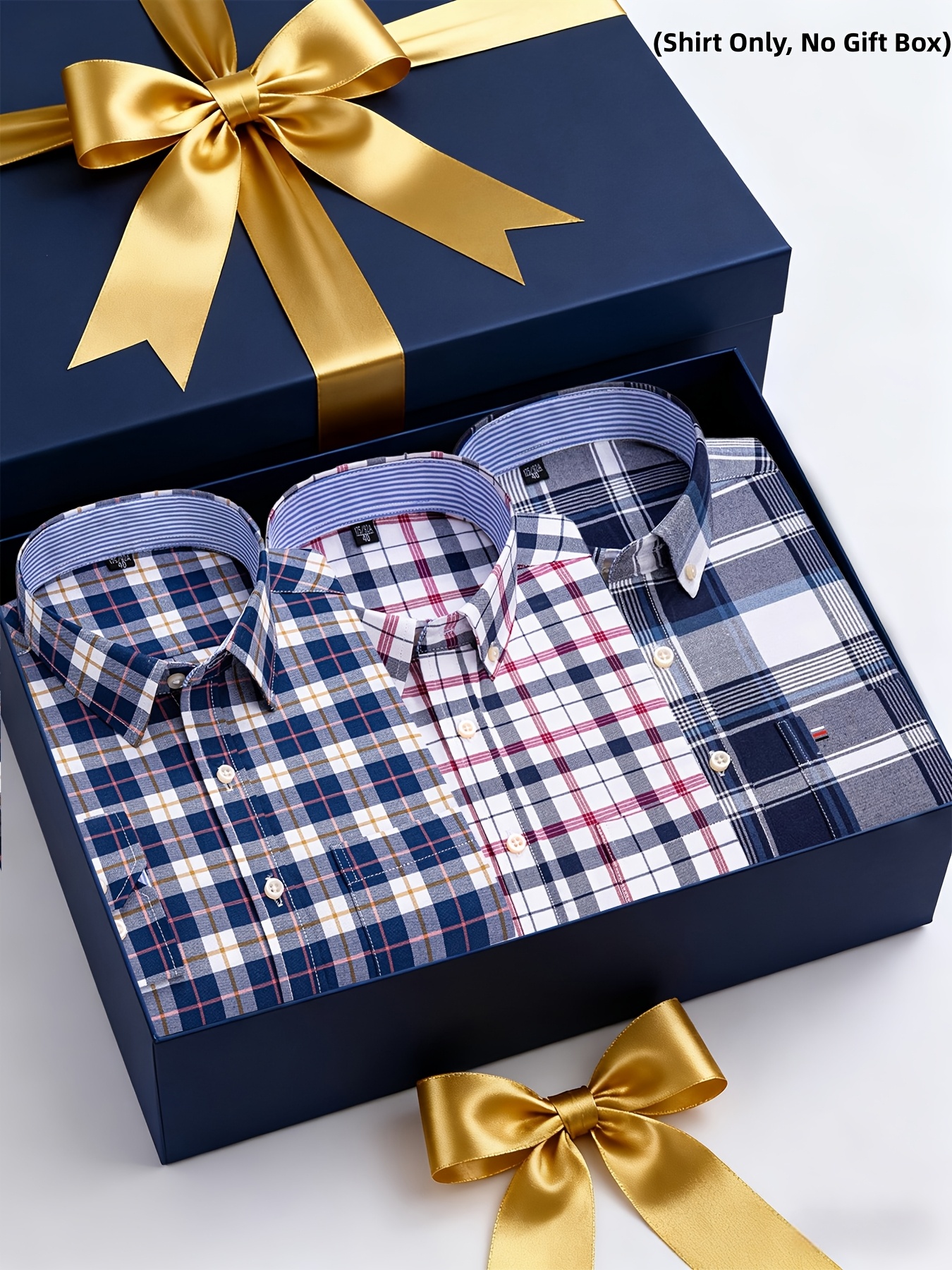A Set of Three Pure Long-Sleeve Oxford Shirts with Embroidered Pockets on The Chest, Essential for Business Casual Outings, Suitable for Various Occasions, Available in Multiple Styles