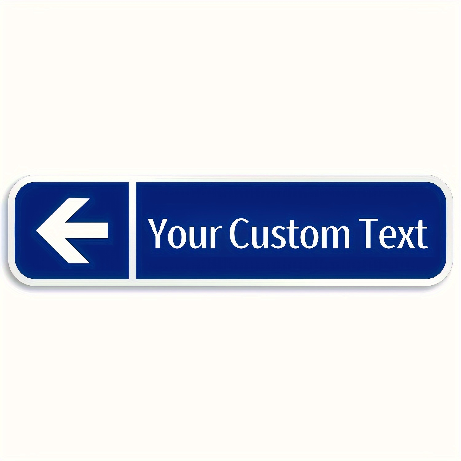 TEMU 2d Flat, Customizable Iron Sign - Personalized Text For Bar, Campus, Or Mall Decor, 4x16 Inches, Blue And White Arrow Design, Outdoor Wall Art