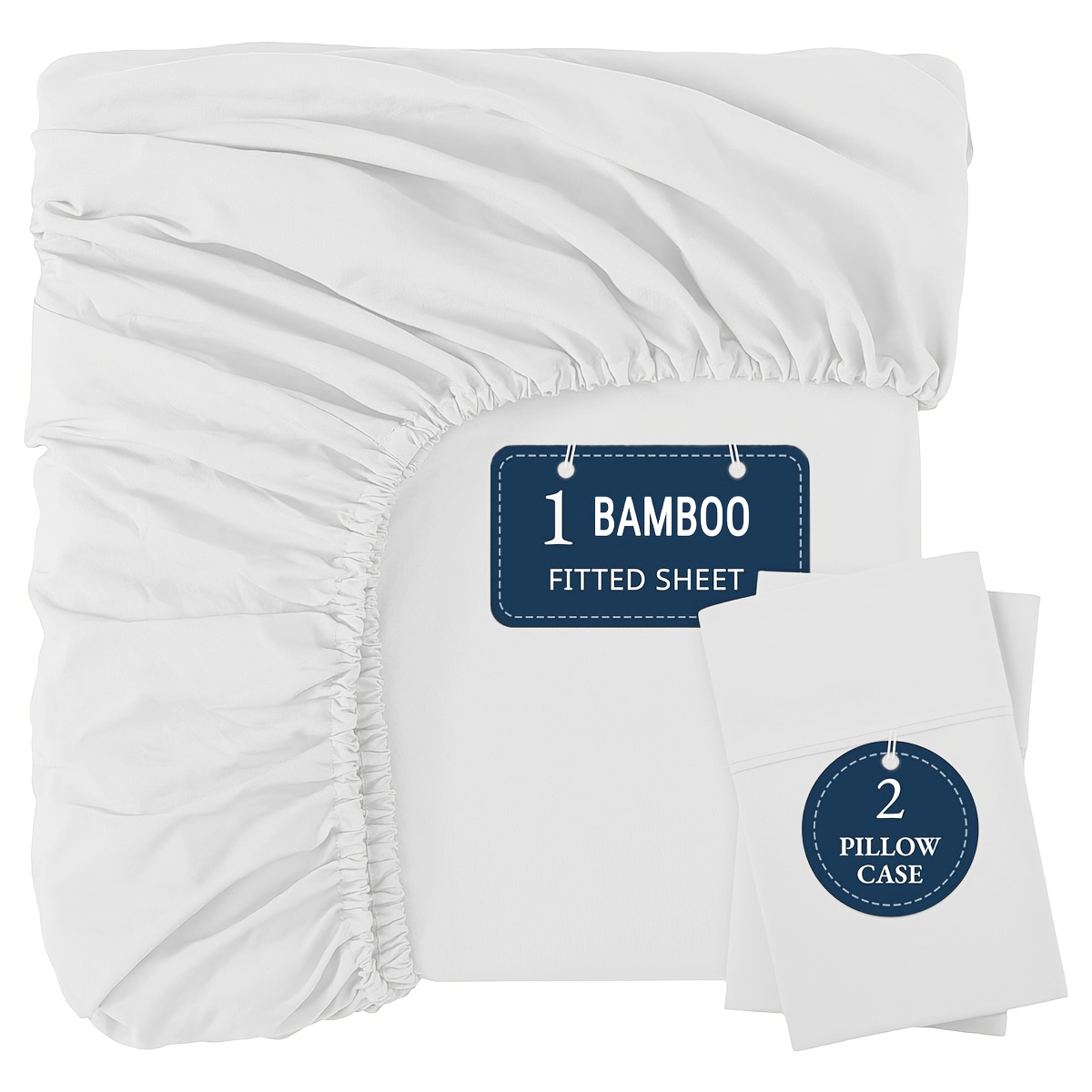 TEMU Bamboo Sheets Sets, Cooling, Breathable, Soft, Deep Pocket, Queen Size Extra Thick 3pcs Set (1 Fitted Sheet, 2 Pillowcases), Bottom Sheet, Fits