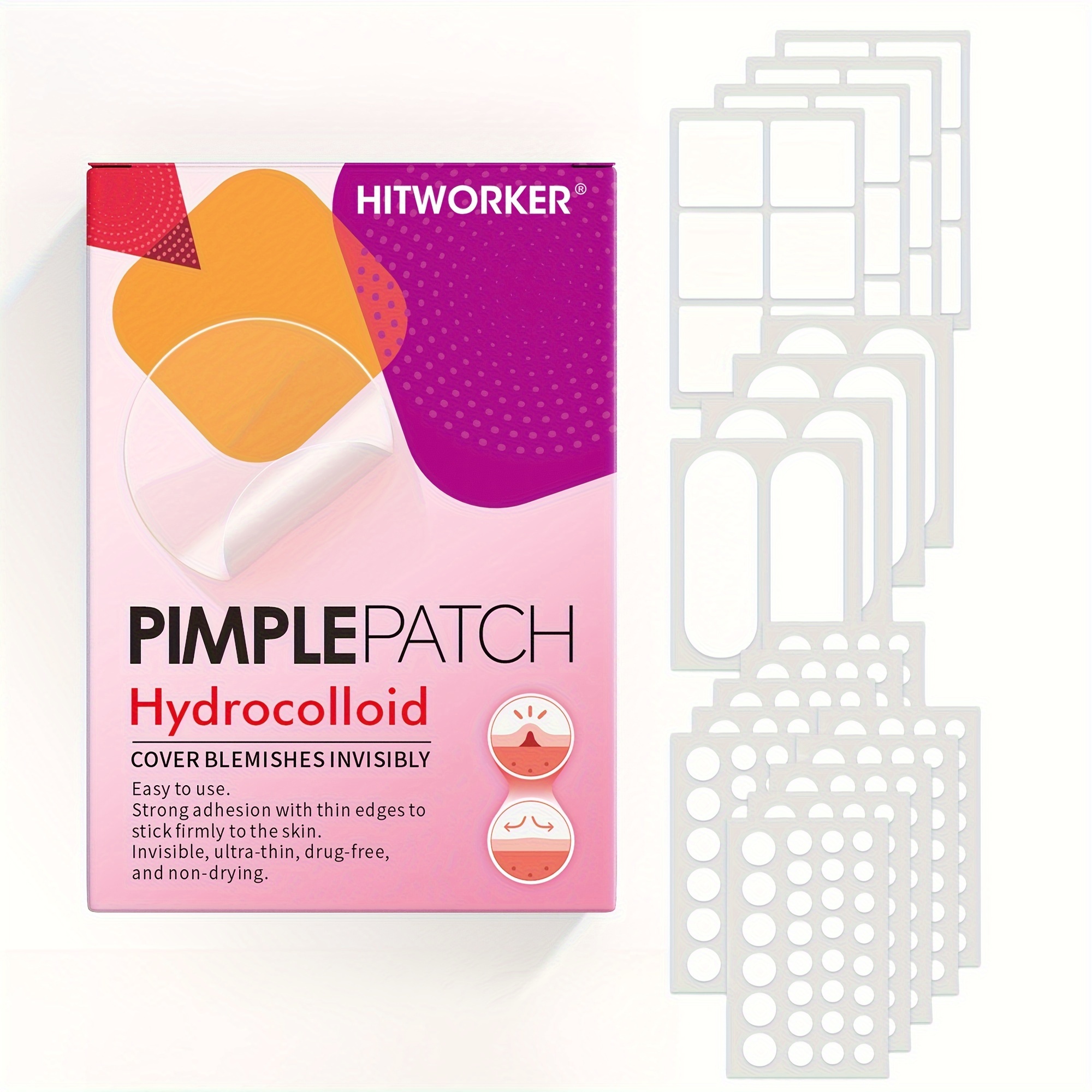 332pcs Pimple Patch For Covering Zits And Blemishes, Spot Cover Stickers For Face And Types(6 Sizes