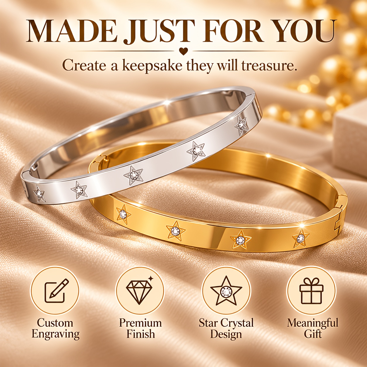 Personalized Inner Message Engraving Couple Bangles, Gift for Lovers
