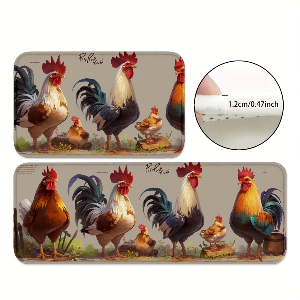 

1/2pcs, Rooster Kitchen Rugs And Mats, Non Skid Washable Absorbent Microfiber Kitchen Mat For Floor, Non-shed, Non-slip, Family & Pet Friendly - Premium Recycled Fibers - Home Decor, Room Decor