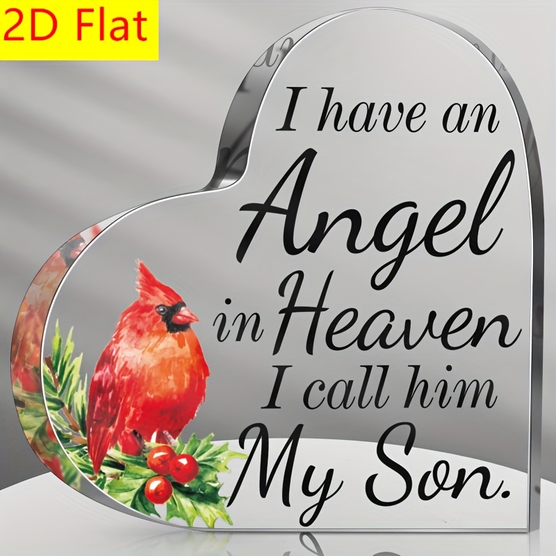TEMU 2d Flat - 1pc, Memorial Gift For Loss Of Son In Heaven, Acrylic Decorative Plaque Table Decoration, Memorial Gift For Sympathetic Bereavement, Remembrance Keepsake With Comforting Message