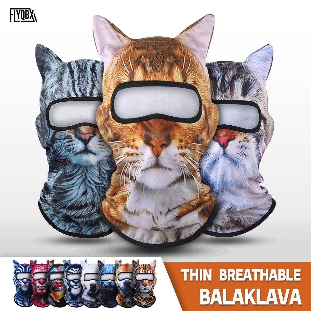 3d pattern cute cat head mask sweat absorbent and breathable   cover unisex cute animal ears balaclava outdoor sports party cycling headgear