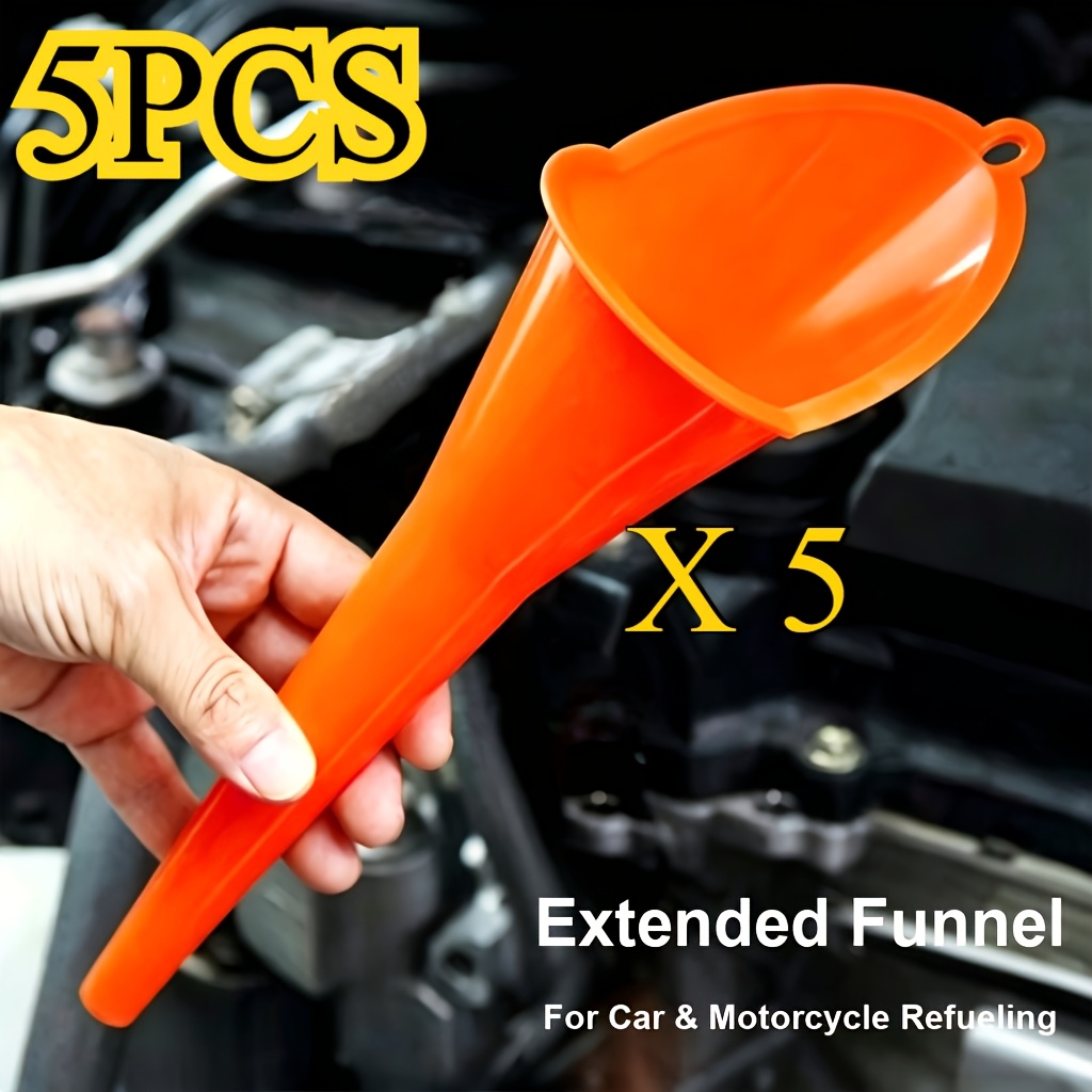 TEMU 5pcs Engine Funnel Motorcycle Car Fuel Filling Tool Anti-spill Long Spout Oil Funnel Gasoline Tool Car Accessories