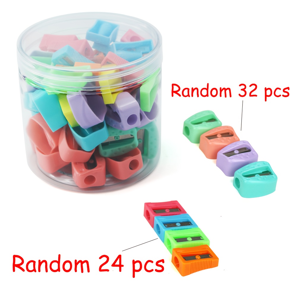 56pcs Random Colors Macaron Single-hole Portable Handheld Office Writing Painting Pencil Sharpener 1804-229