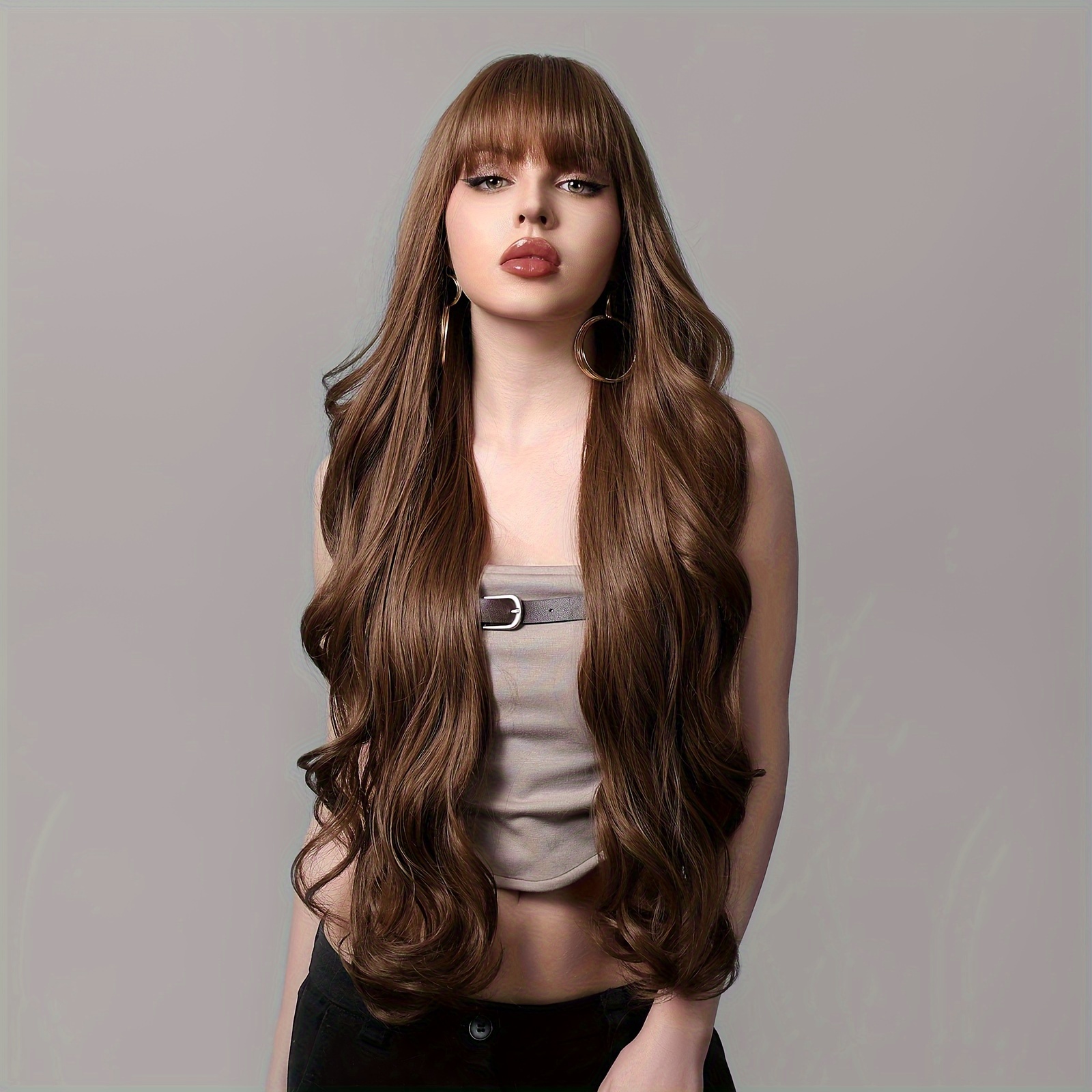 

Women's Long Curly Wave Wig 30 Inch - Tang Long Fiber Synthetic Hair, , Cap, 150% Density, For Daily & Party Use