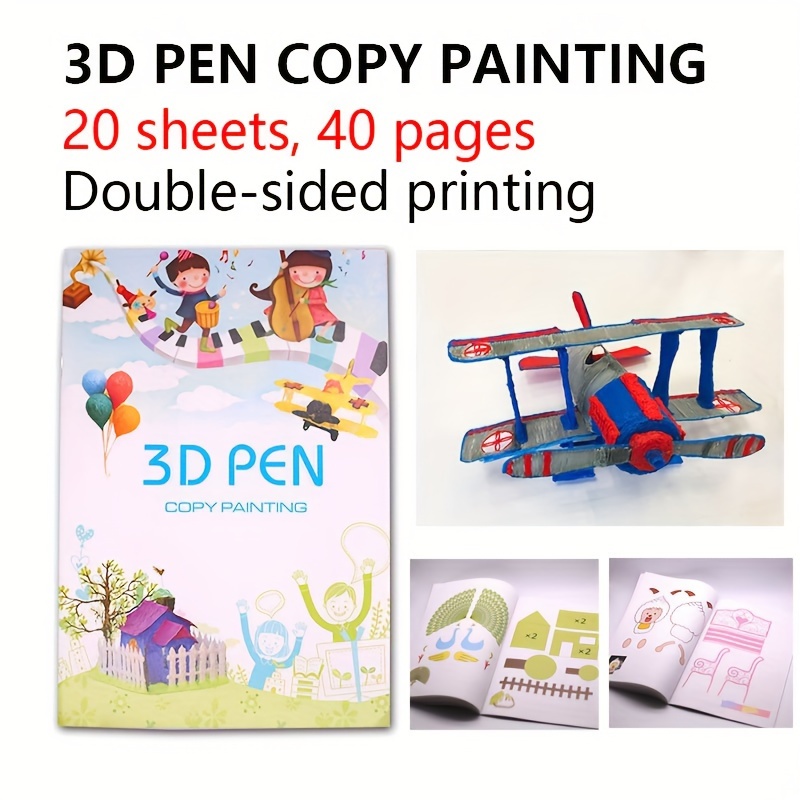 

3d Pen Patterns Book 3d Printing Pen Drawing Book Reusable Colorful 40 Patterns Thick Paper Clear Plate Painting Template For 3d Pen Gifts