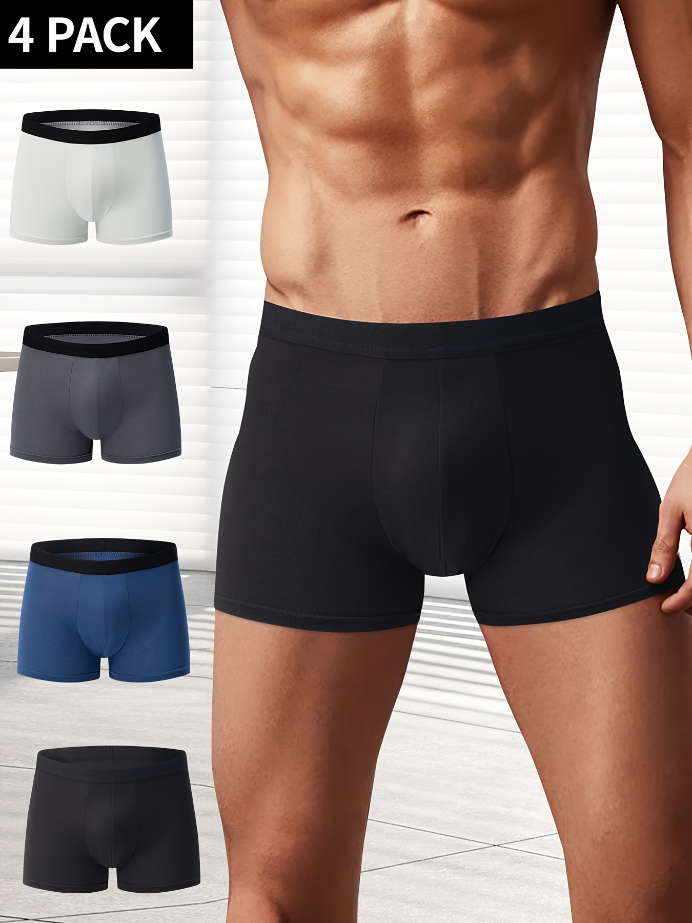 Hello Herren Boxershorts Eisseide Netz - 4er Pack - Atmungsaktiv & Schnelltrocknend - M-4XL