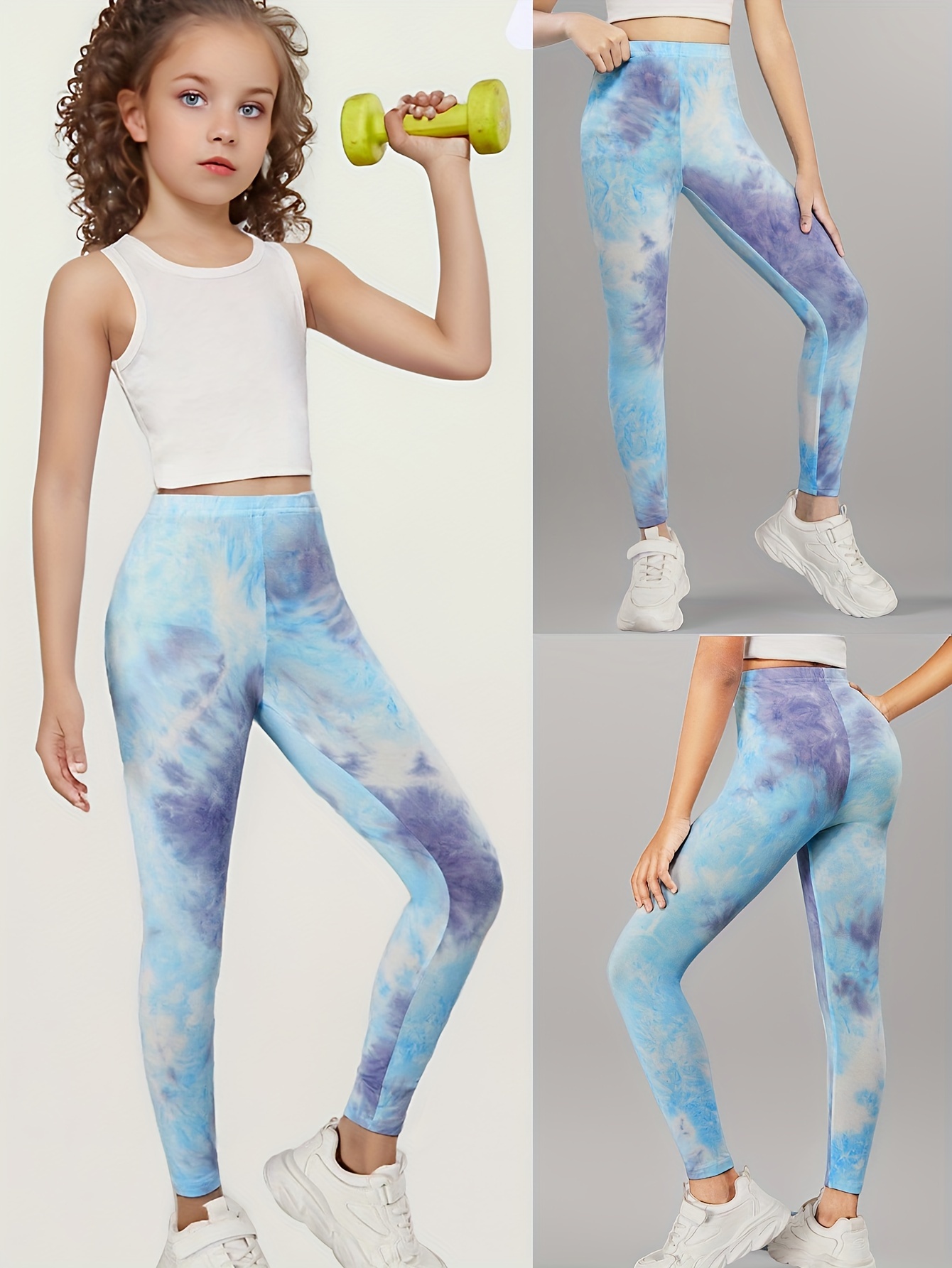 Children High Waist Workout Leggings Yoga Pants with Pockets Tie