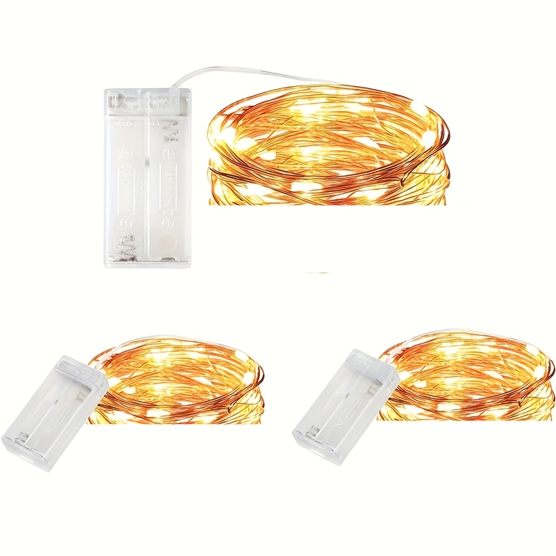 TEMU 3pcs/set 1m 10led Fairy Lights With Timer, Battery Copper Wire Fairy String Lights Fairy Lights Battery Operated Lights Bottle Decoration, For