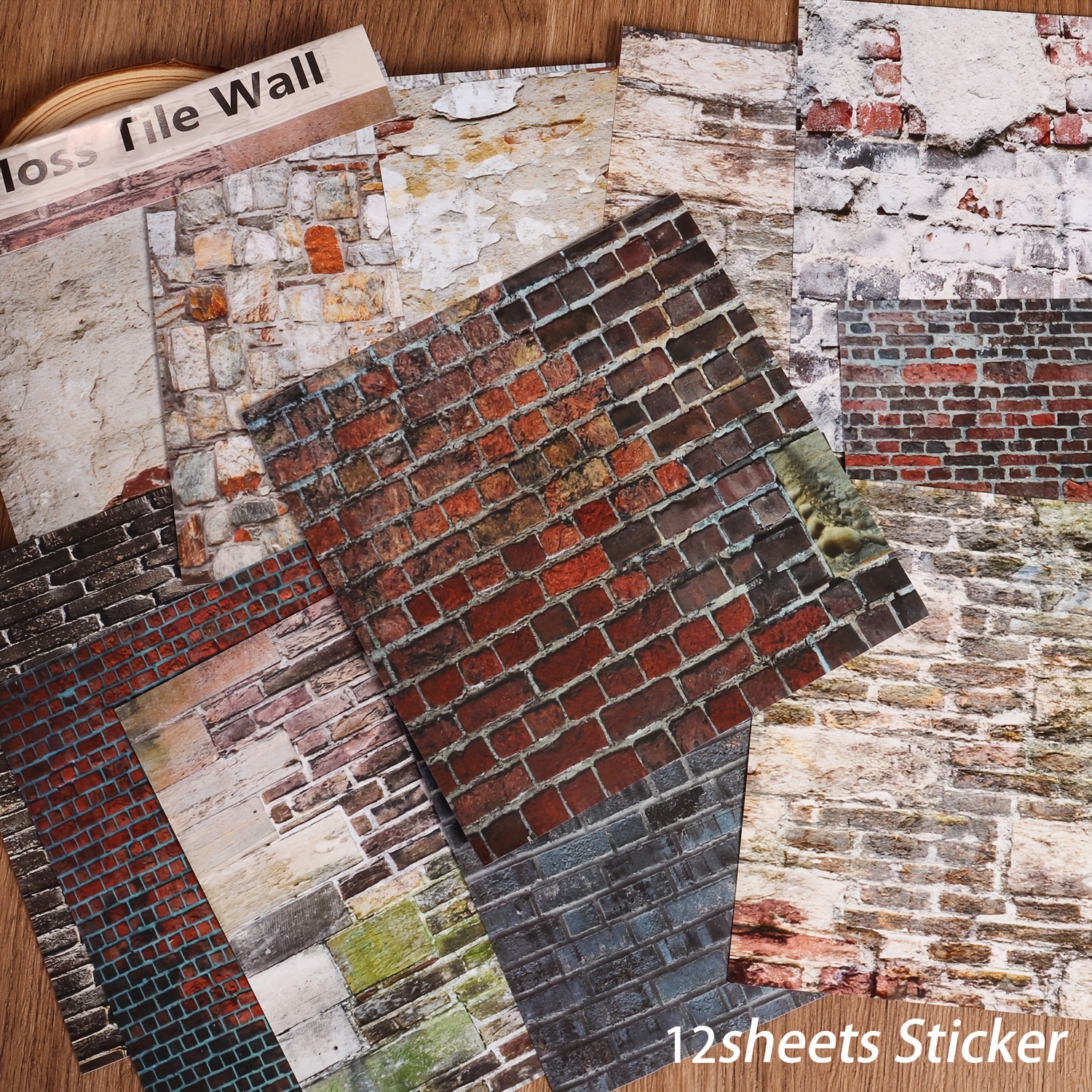 TEMU 2d Flat 12sheets( Paper Sticker And Matte High Quality Sticker) Wall Large Size Texture Self-adhesive Aesthetic Sticker, For Arts Crafts, Junk