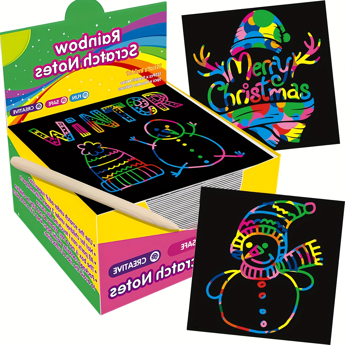 Magic Scratch Art Kit For Kids - 100pcs Rainbow Reveal Paper, No Mess Art Supplies For Creative Play, Party Favors (birthday Christmas), Classroom Activities, Holiday Gifts Easter Halloween New Year