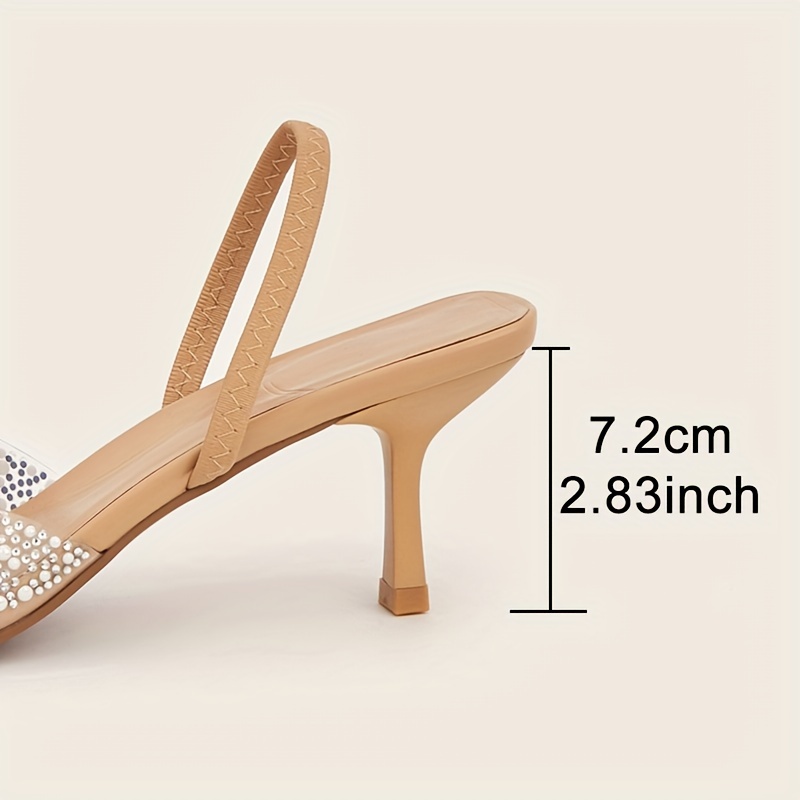   elegant womens heeled sandals with   pearl accents translucent pointed toe slingback stiletto heels lightweight comfortable for prom and special occasions formal footwear sophisticated style synthetic cover sandals high heel sandals details 8