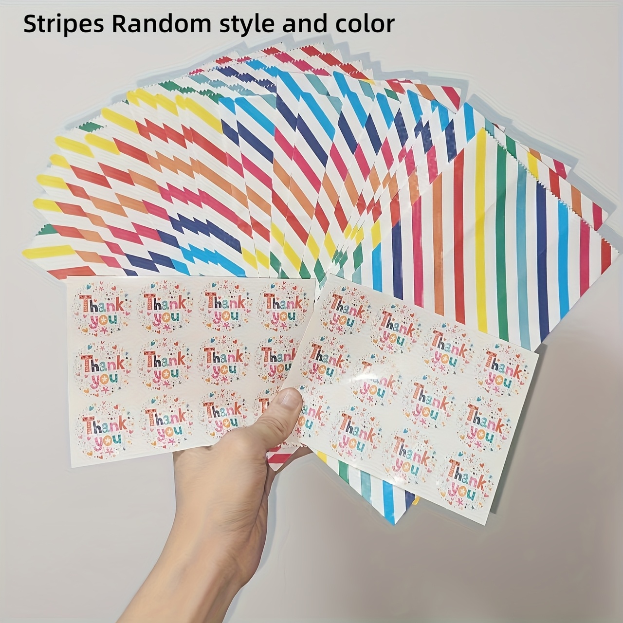 Image of 48pcs - Includes 24 Paper Bags + 24 Thank You Stickers In Random Styles, Christmas Birthday Party Gift Bags With Stickers, Christmas Gift Wrapping Bags, Reinforced And Thickened Style