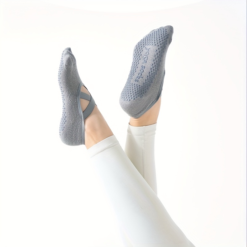 Professional Non-slip Yoga Socks For Women With An Open Back, Featuring A Round Toe And Cross Straps, Designed Specifically For Pilates And Indoor Training