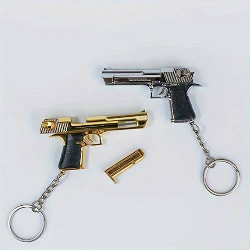 Artikelbild abnehmbarer b13 pistolenförmiger sport-schlüsselanhänger aus legierung, mit zwei kleinen glocken, zum dekorieren ihres rucksacks